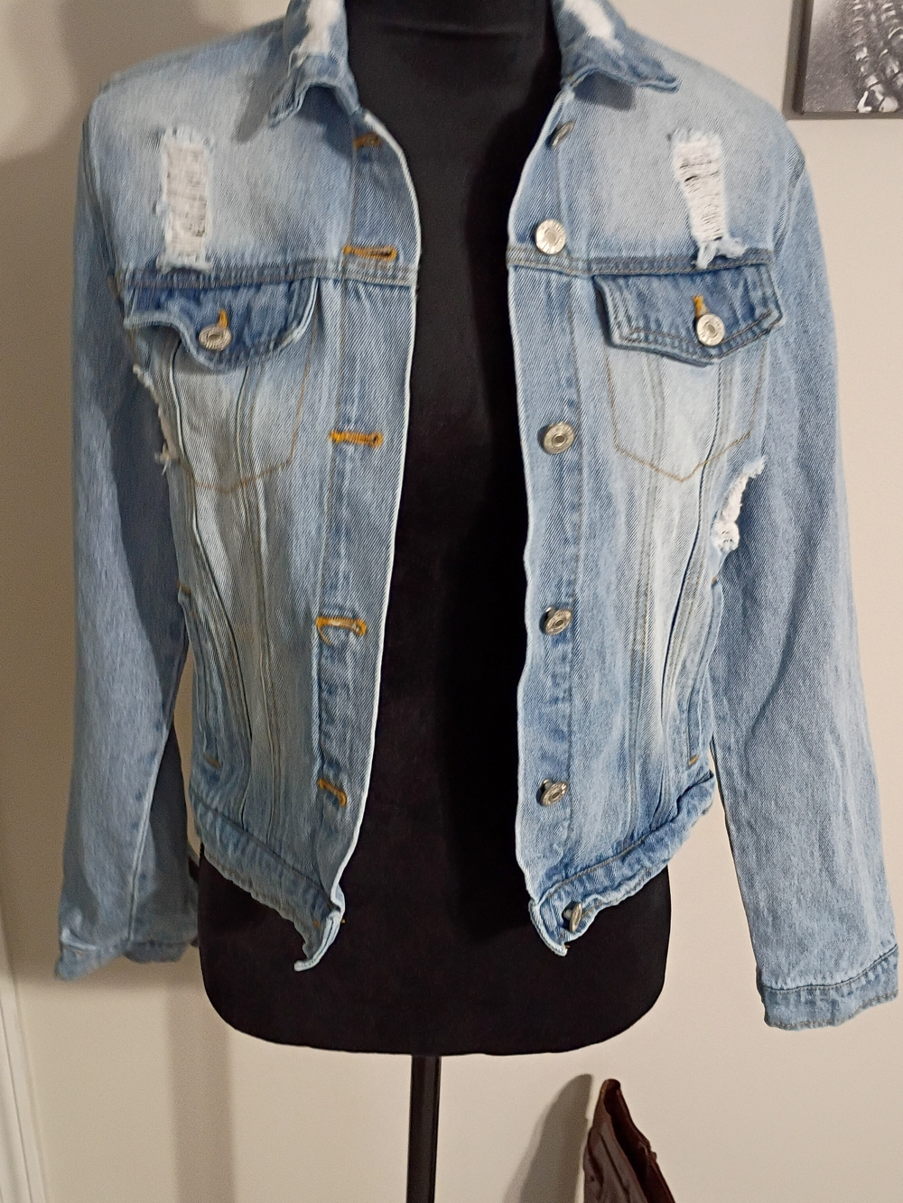 Love Tree Light Blue Distressed Denim Jacket